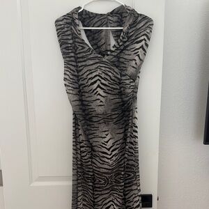 Zara Black and Gray Cowl Neck Sheath Maxi Dress
